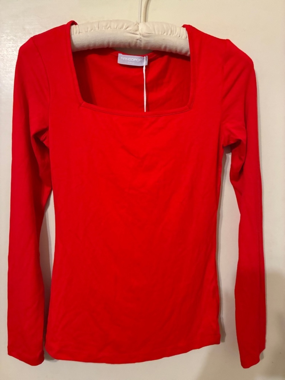 NWT Red Square-Neck Long Sleeve Tee